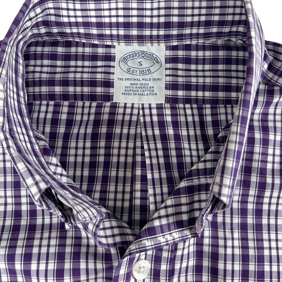 Brooks Brothers Plaid Button Down Shirt Mens S Non-Iron Supima Cotton - Picture 6 of 14